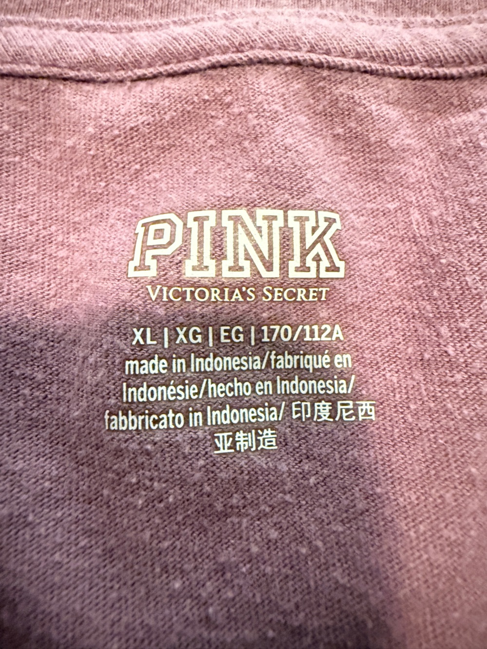 PINK Victoria’s Secret Mauve Purple Logo V-Neck Tee Women’s XL Used - Picture 3 of 4